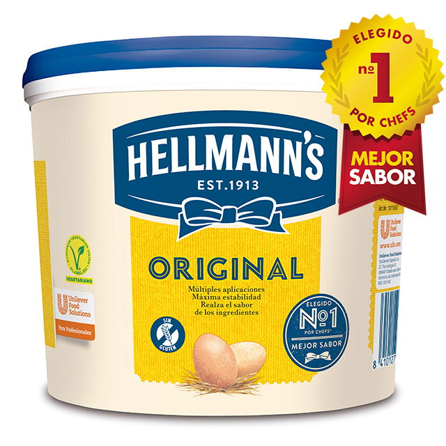 Mayonesa Hellmann's Original cubo 5L Sin gluten - Hellmann’s Original, Nº1 Mejor Sabor: máxima estabilidad en cualquier aplicación tanto en frío como en caliente.