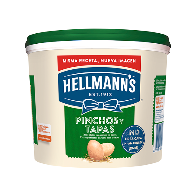 Mayonesa Hellmann's Pinchos y Tapas cubo 5L - La mayonesa Hellmann’s Pinchos y Tapas mantiene tus platos atractivos sin que amarilleen