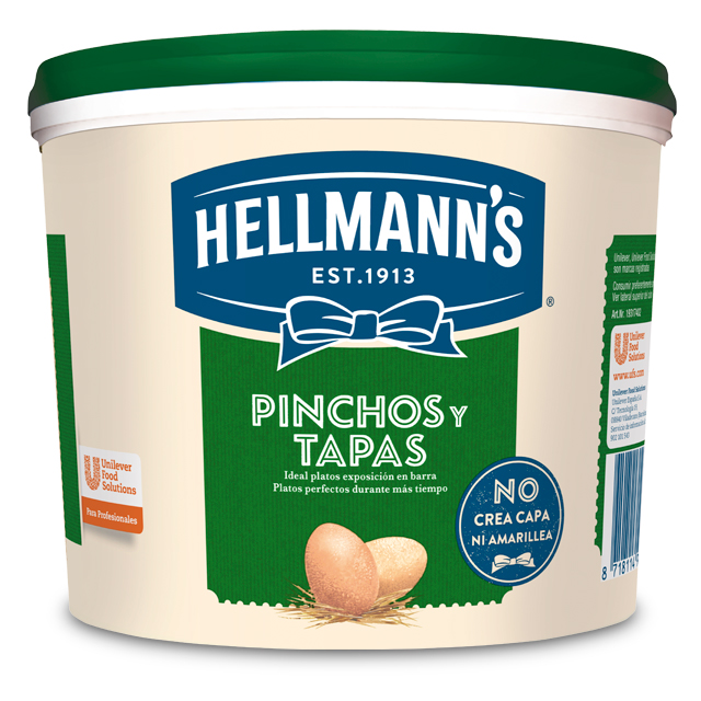 Mayonesa Hellmann's Pinchos y Tapas cubo 5L - Hellmann’s Pinchos y Tapas: mantiene tus platos atractivos más tiempo sin que amarilleen
