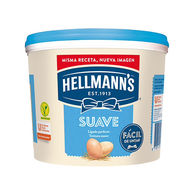 Mayonesa Hellmann's Suave cubo 5L - Hellmann’s Suave mantiene los ingredientes perfectamente ligados sin humedecer el pan