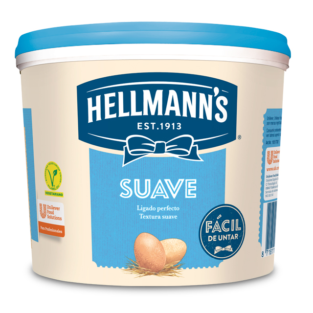 Mayonesa Hellmann's Suave cubo 5L - Hellmann’s Suave, jugosidad e ingredientes perfectamente ligados sin humedecer el pan