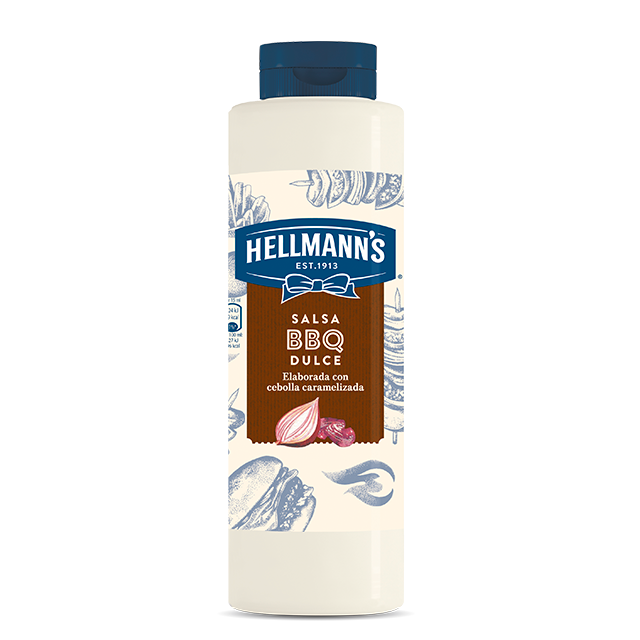 Salsa Barbacoa Dulce Hellmann's botella 792ML - Salsas Especiales Hellmann's. Nuevos y sorprendentes sabores en un práctico envase.