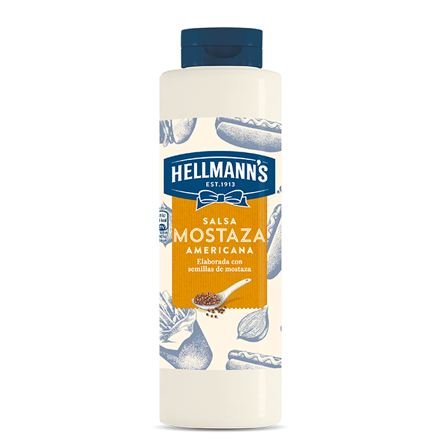 Salsa de Mostaza Americana Hellmann's botella 850ML - Salsas Especiales Hellmann's. Nuevos y sorprendentes sabores en un práctico envase.