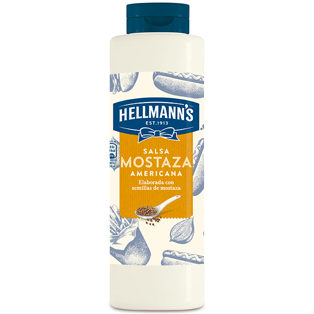 Salsa de Mostaza Americana Hellmann's botella 850ML - Salsas Especiales Hellmann's. Nuevos y sorprendentes sabores en un práctico envase.