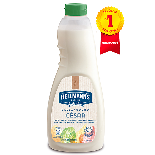 Salsa para ensalada Hellmann's César botella 1L - Salsas para Ensalada Hellmann’s, elegidas Nº1 por chefs: el mejor ingrediente para inspirar tu creatividad.