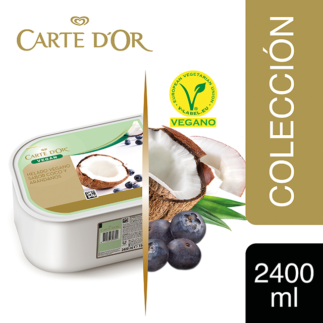 Sorbete de Coco con Arándanos Carte d'Or 2,4L Vegano - Incluir un buen helado transforma el postre en una experiencia inolvidable. La gama Carte d’Or está diseñada para aportar versatilidad, conveniencia y estructura a tus postres, controlando tu rentabilidad