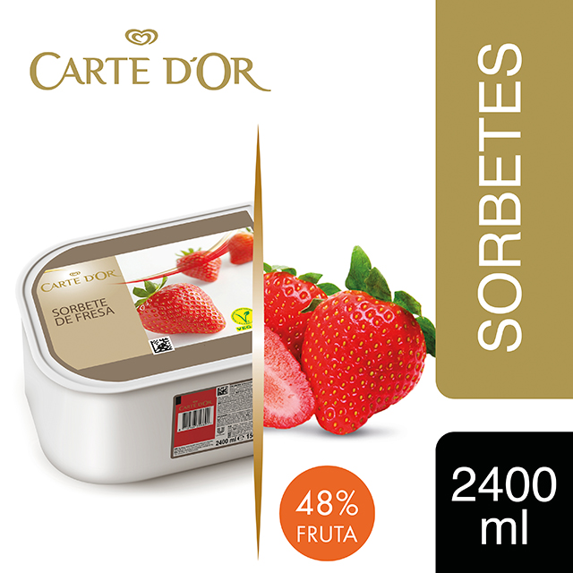 Sorbete de Fresa Carte d'Or 2,4L Vegano - Incluir un buen helado transforma el postre en una experiencia inolvidable. La gama Carte d’Or está diseñada para aportar versatilidad, conveniencia y estructura a tus postres, controlando tu rentabilidad.