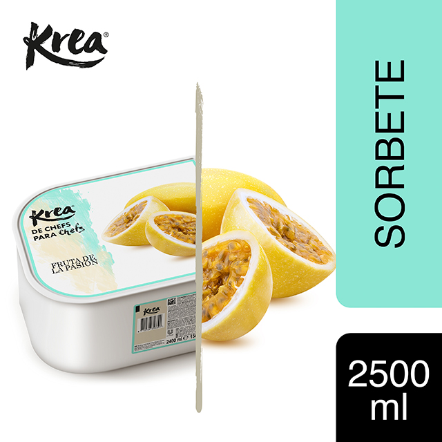 Sorbete de Fruta de la Pasión Krea 2,5L - La gama de helados Krea, exclusiva de restauración, te ofrece sabores sorprendentes para crear platos originales
