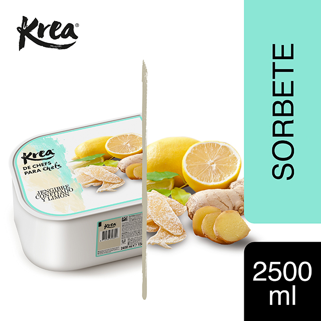 Sorbete de Jengibre Confitado y Limón Krea 2,5L - La gama de Helados KREA, exclusiva de Restauración, te ofrece sabores sorprendentes para crear platos originales