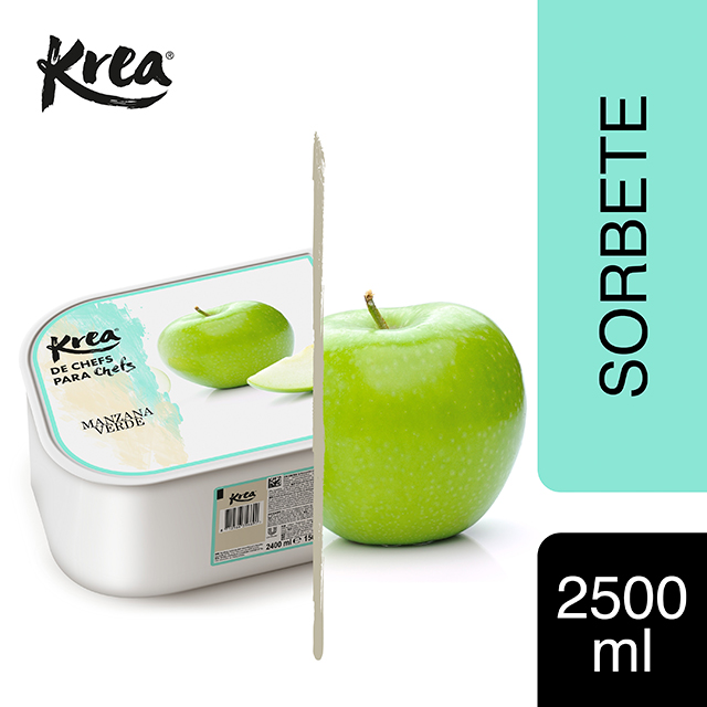 Sorbete de Manzana Verde Krea 2,5L - La gama de Helados KREA, exclusiva de Restauración, te ofrece sabores sorprendentes para crear platos originales