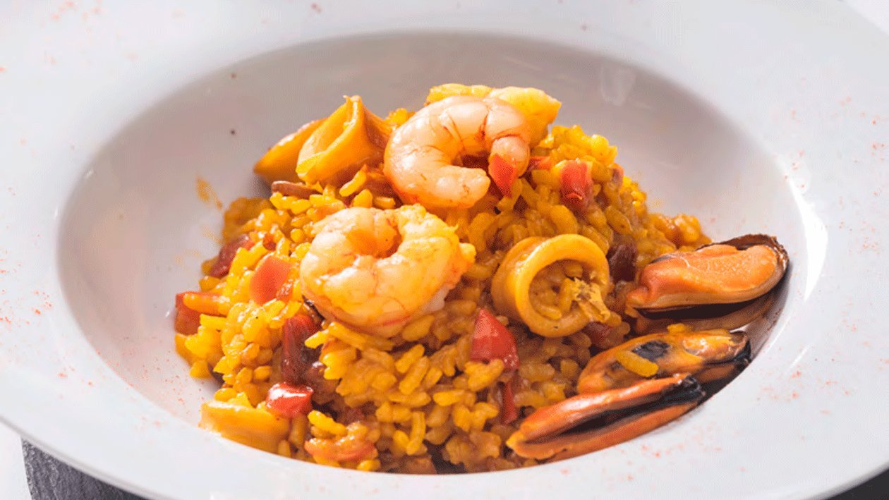 Arroz meloso de gambas, calamares y mejillones Arroz meloso de gambas, calamares y mejillones