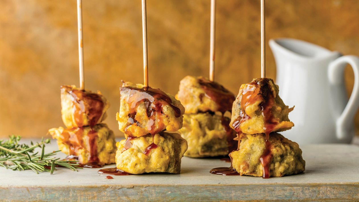Carrillera de cerdo y corazones de alcachofa en tempura sin gluten Carrillera de cerdo y corazones de alcachofa en tempura sin gluten