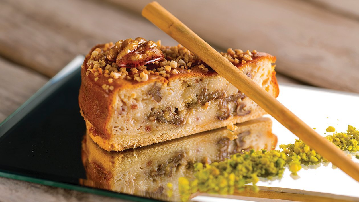 Cheesecake de canela, nueces y crocanti de almendras Cheesecake de canela, nueces y crocanti de almendras