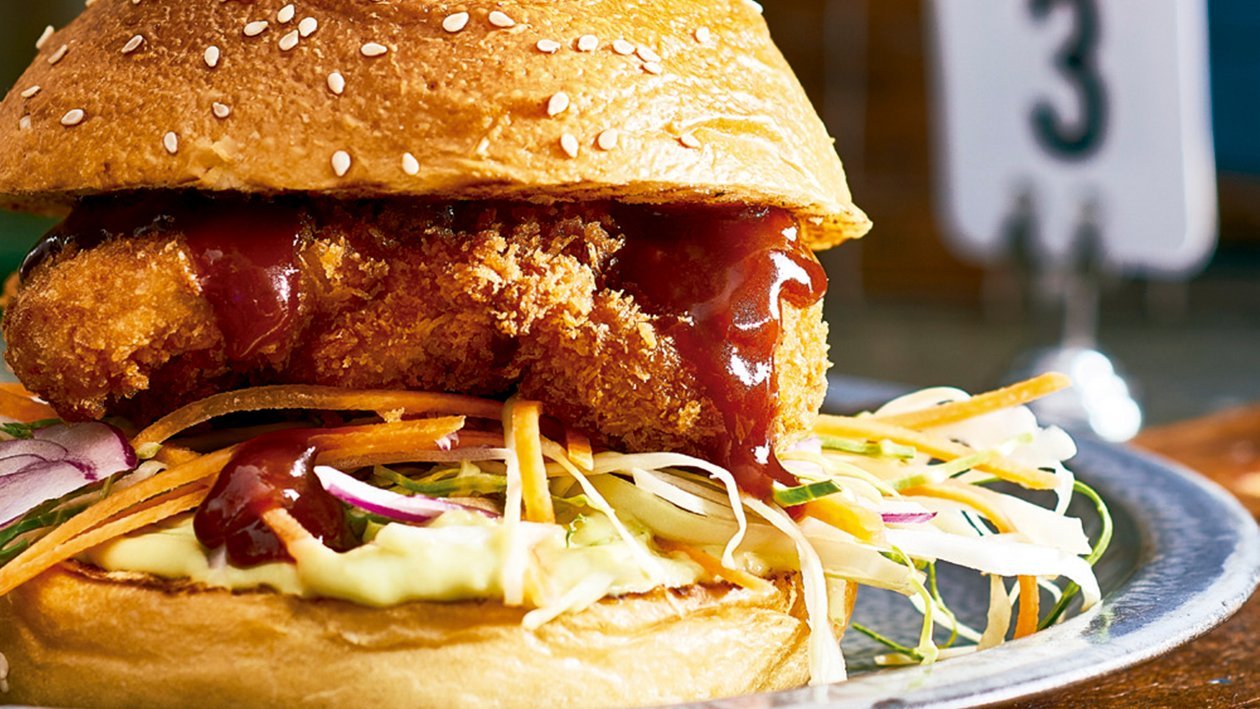 Chicken katsu sandwich, smashed ranch avocado Chicken katsu sandwich, smashed ranch avocado