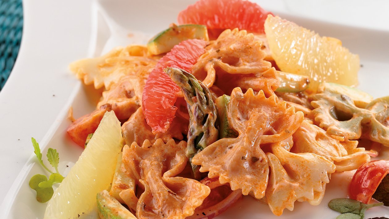 Ensalada de pasta con cítricos y aliño de yogur Ensalada de pasta con cítricos y aliño de yogur