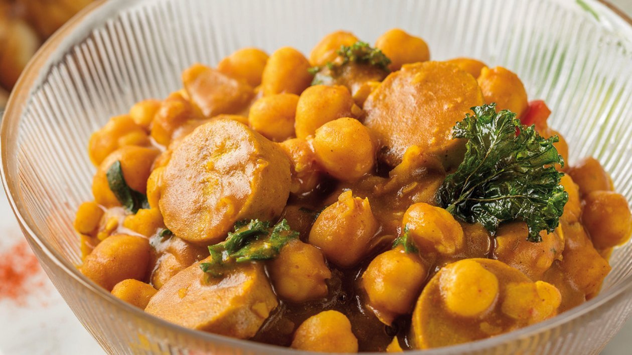 Guiso de NoBratwurst y garbanzos Guiso de NoBratwurst y garbanzos