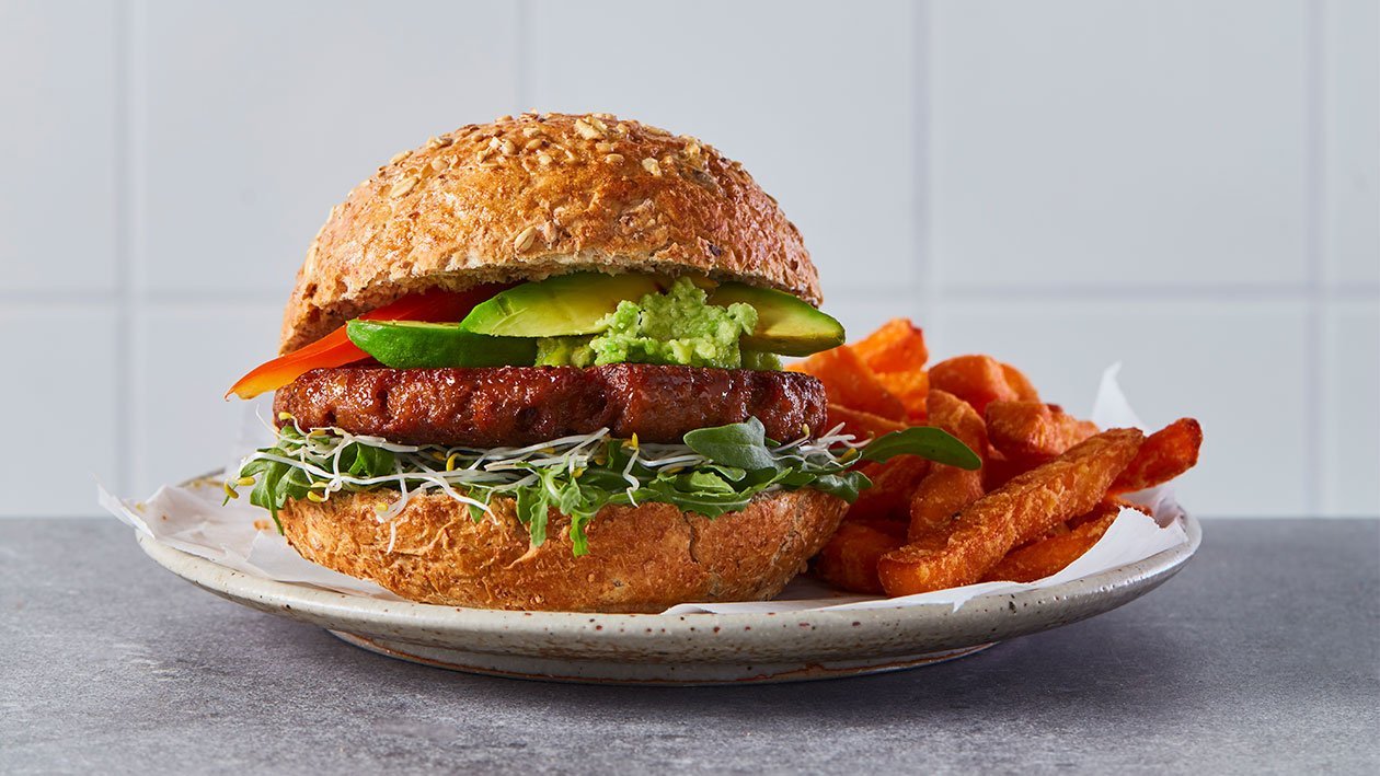 Hamburguesa de NoTernera con aguacate Hamburguesa de NoTernera con aguacate