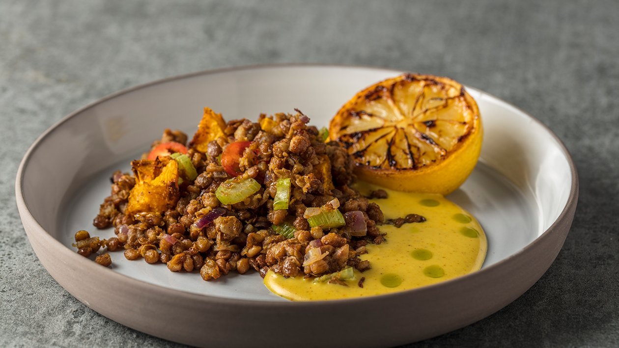 Lentejas con calabaza Raz el Hanout con salsa de limón asado Lentejas con calabaza Raz el Hanout con salsa de limón asado
