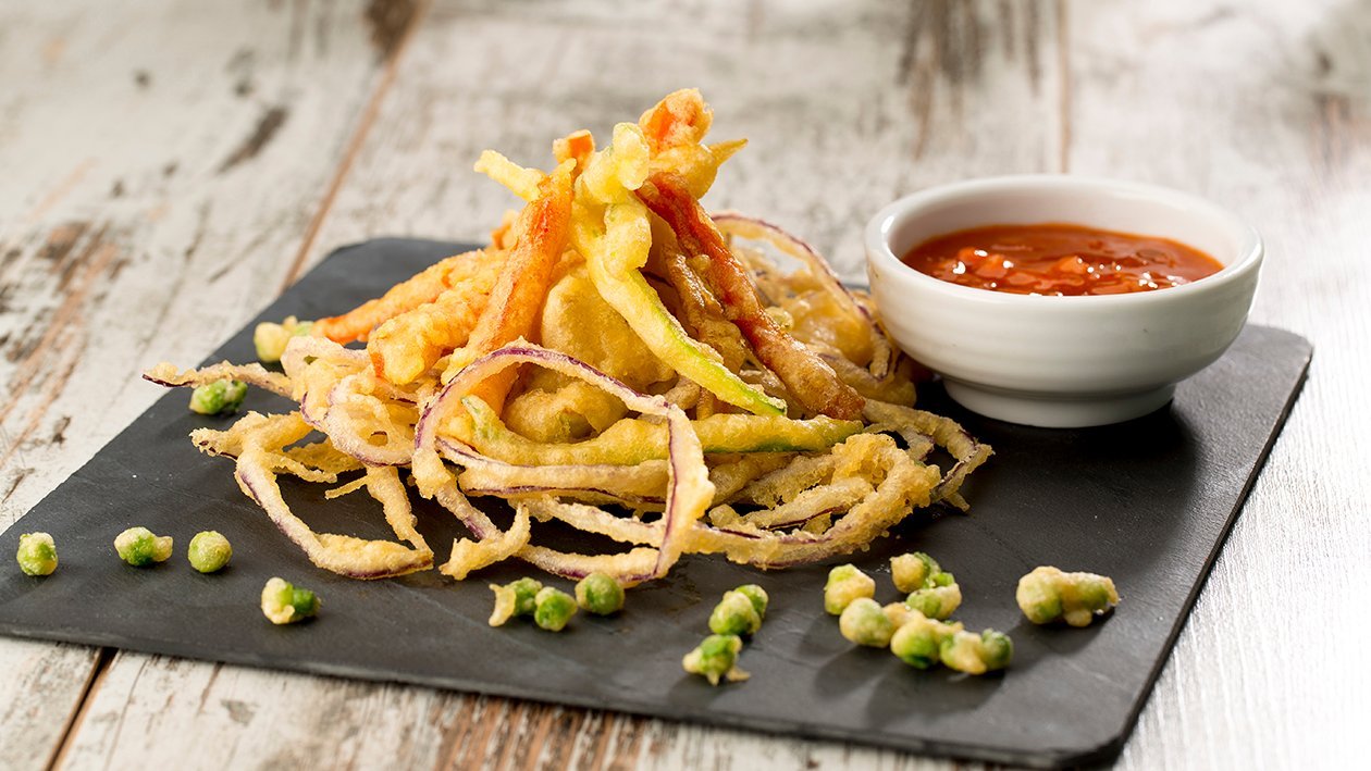 Rabas de la huerta en tempura con salsa agridulce Rabas de la huerta en tempura con salsa agridulce