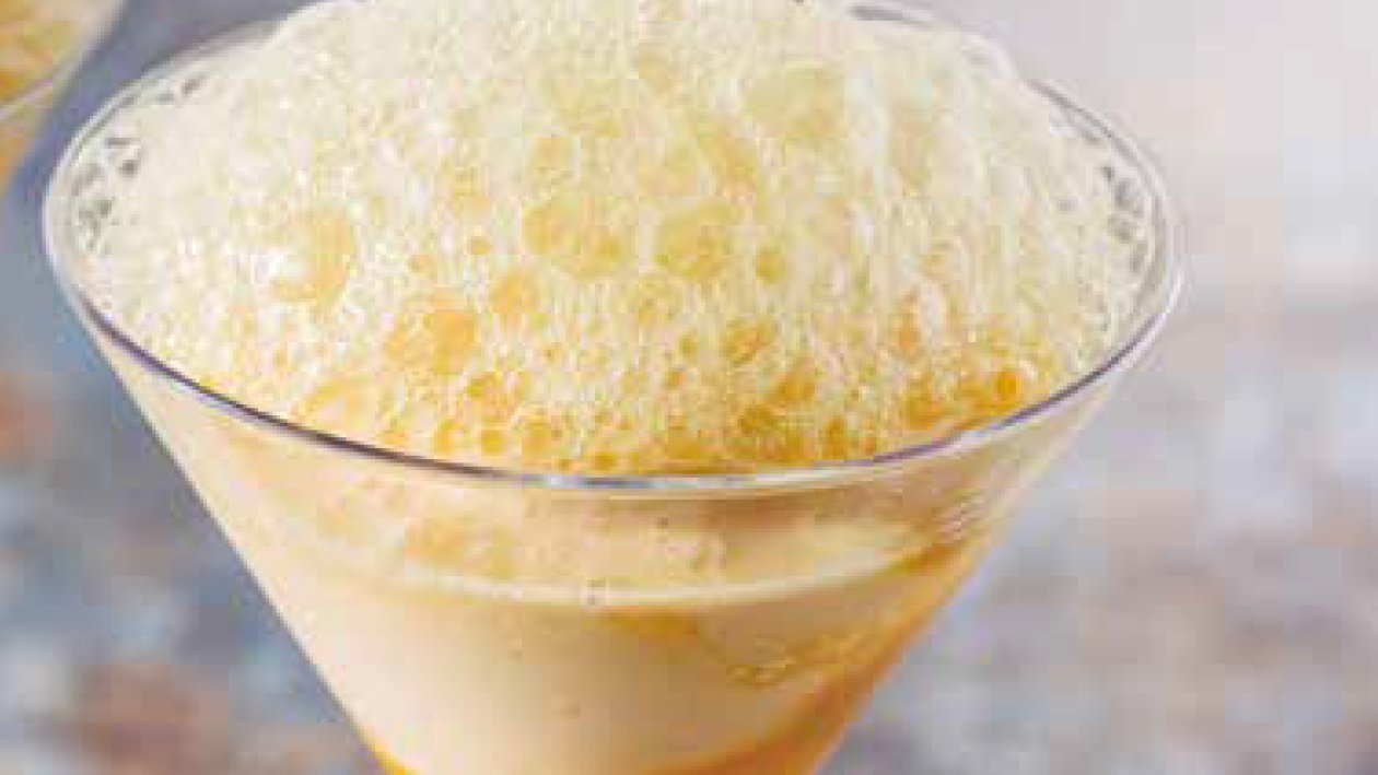 Sorbete de jengibre y manzana con espuma de menta Sorbete de jengibre y manzana con espuma de menta
