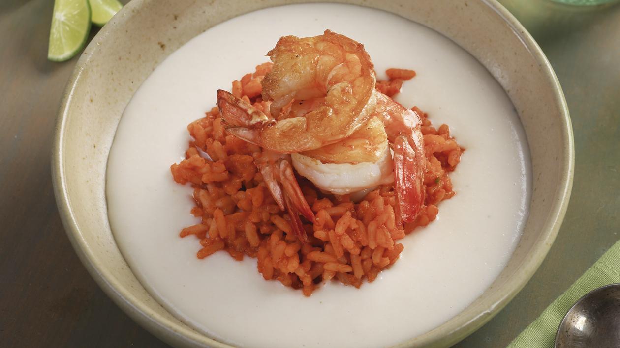 Camarones con Arroz al Curry y Salsa de Coco Camarones con Arroz al Curry y Salsa de Coco