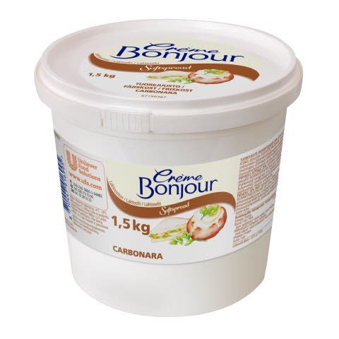 Crème Bonjour Carbonara Laktoositon tuorejuusto 1,5 kg - Crème Bonjour Carbonara Laktoositon tuorejuusto 1,5 kg -
