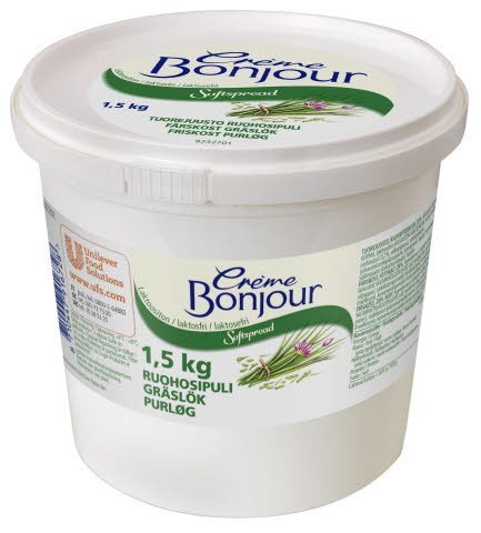 Crème Bonjour Ruohosipuli Laktoositon tuorejuusto 1,5 kg - Crème Bonjour Ruohosipuli Laktoositon tuorejuusto 1,5 kg -