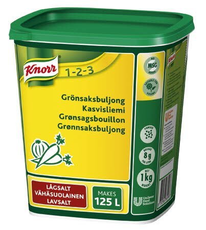 KNORR Kasvisliemi, vähäsuolainen 1kg/125L - KNORR Kasvisliemi, vähäsuolainen 1kg/125L -