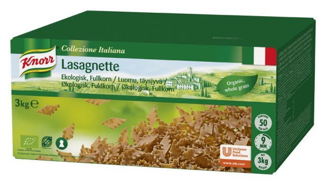 KNORR Lasagnette Täysjyvä Luomu 3 kg - KNORR Lasagnette Täysjyvä Luomu 3 kg -