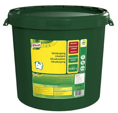 KNORR Lihaliemi, vähäsuolainen 12,5kg/1562L - KNORR Lihaliemi, vähäsuolainen 12,5kg/1562L -