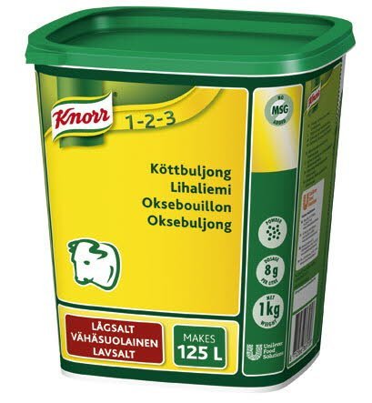 KNORR Lihaliemi, vähäsuolainen 1kg/125L - KNORR Lihaliemi, vähäsuolainen 1kg/125L -