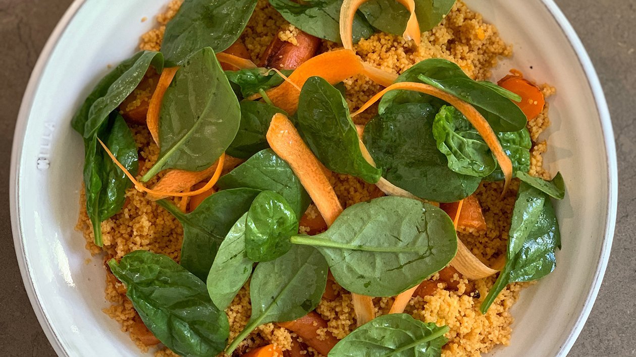 Porkkana- ja inkivääribulgur appelsiinin kera F50 – Resepti Porkkana- ja inkivääribulgur appelsiinin kera F50 – Resepti