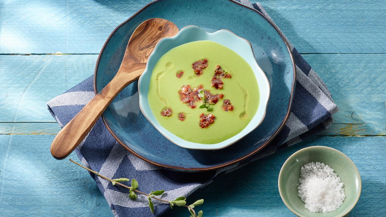 Crème de petits pois avec lard grillé – Recette Crème de petits pois avec lard grillé – Recette