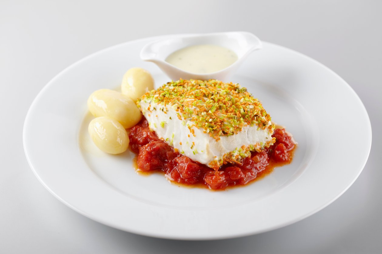 Filet de cabillaud, compote de tomates et sauce Noilly Prat – Recette Filet de cabillaud, compote de tomates et sauce Noilly Prat – Recette