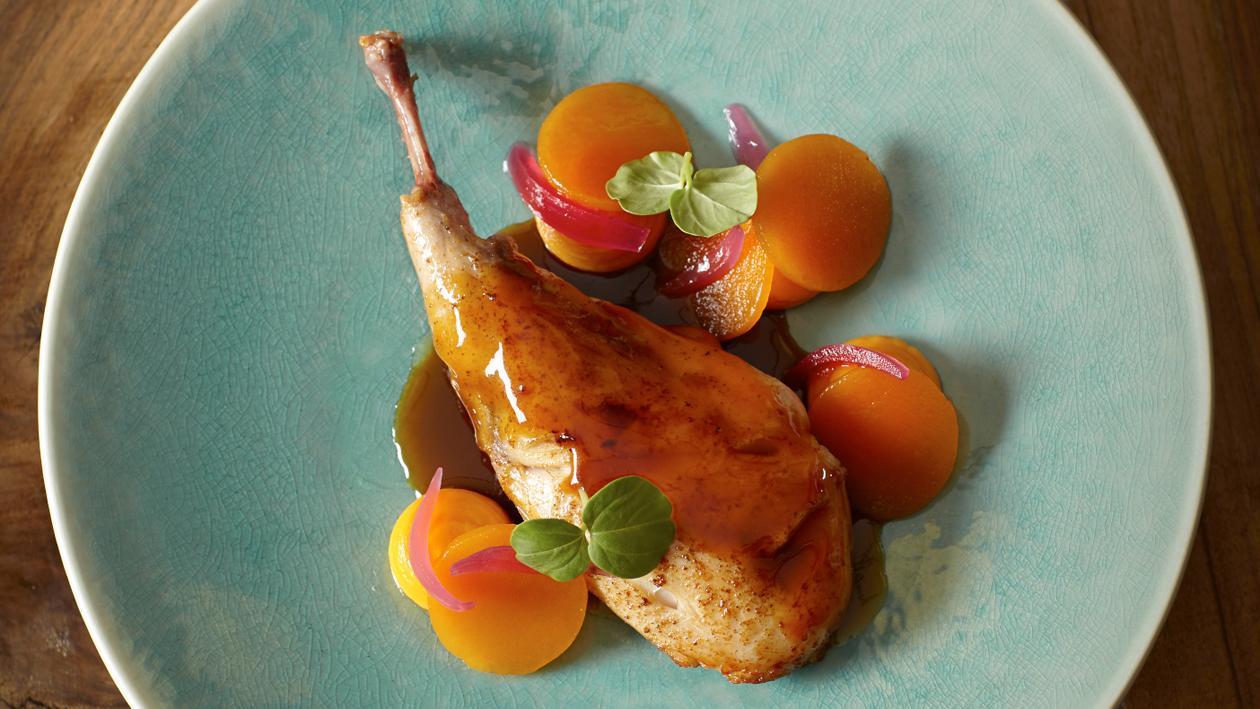 Lapin au marsala, potiron en aigre-doux et oignon rouge – Recette Lapin au marsala, potiron en aigre-doux et oignon rouge – Recette