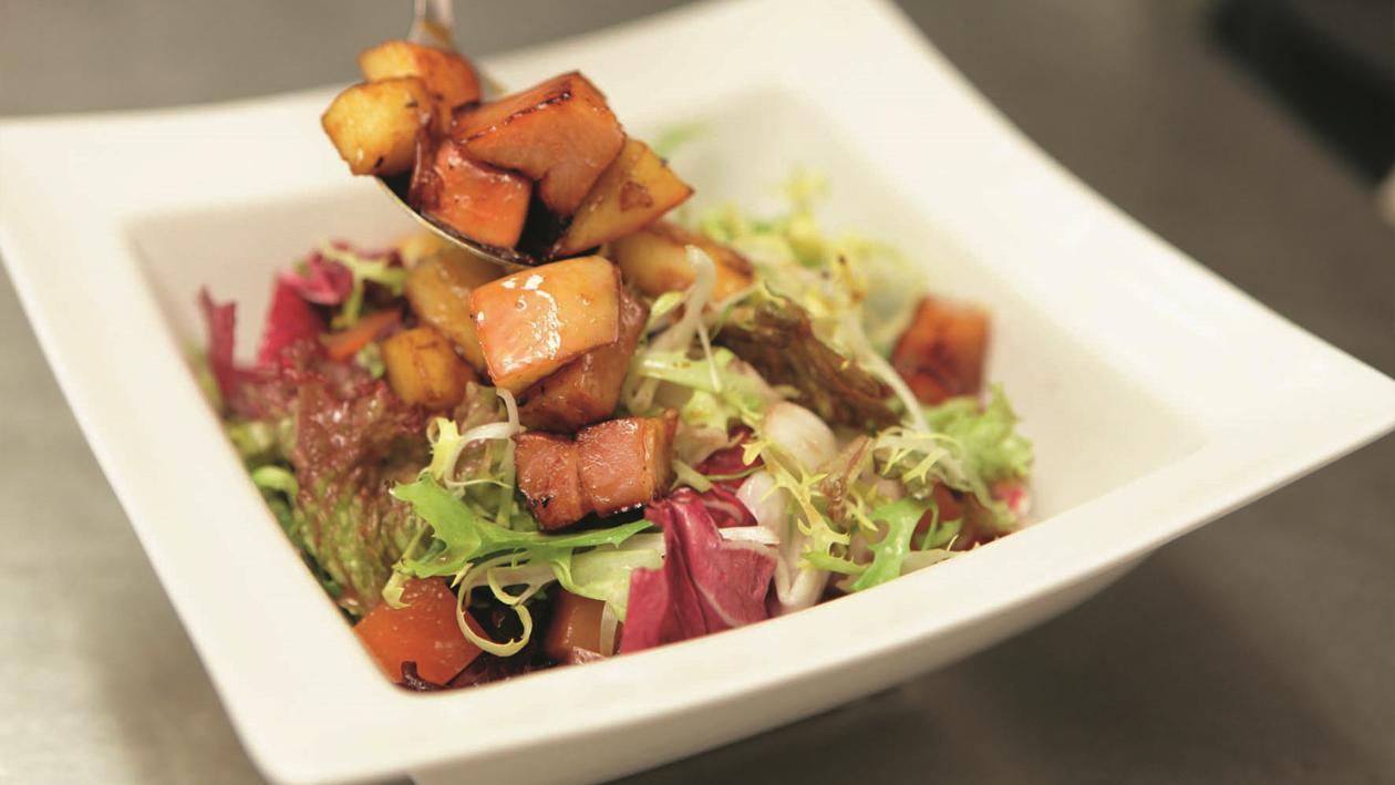 Salade mixte aux pommes et lard de tirlemont – Recette Salade mixte aux pommes et lard de tirlemont – Recette