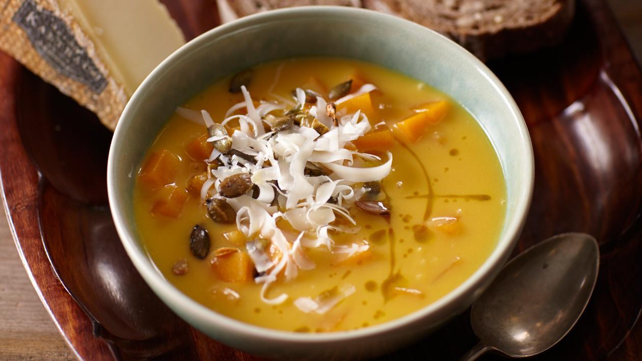 Soupe de potiron de Gruyère au gruyère et graines de potiron – Recette Soupe de potiron de Gruyère au gruyère et graines de potiron – Recette