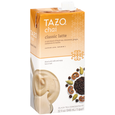 Tazo® Concentré de latte au thé chai 1:1 Classique, boîte de 946 ml, ensemble de 6 -
