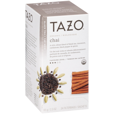 Tazo® Thé chai biologique, 24 sachets de thé noir, ensemble de 6 -