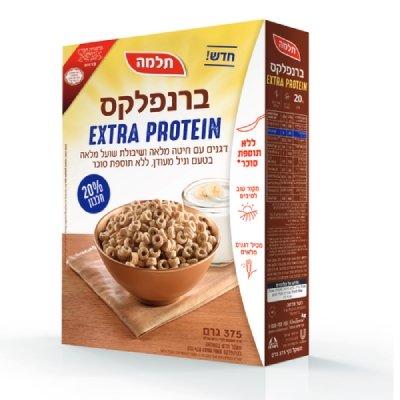ברנפלקס דגנים מלאים עם אקסטרה חלבון תלמה 375 גרם -