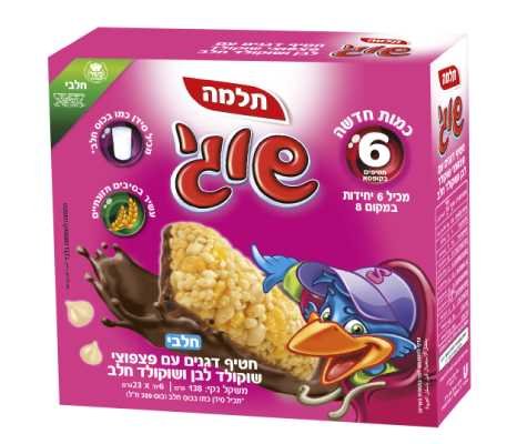 חטיף שוגי עם פצפוצי שוקולד לבן ושוקולד חלב תלמה 23 גרם -