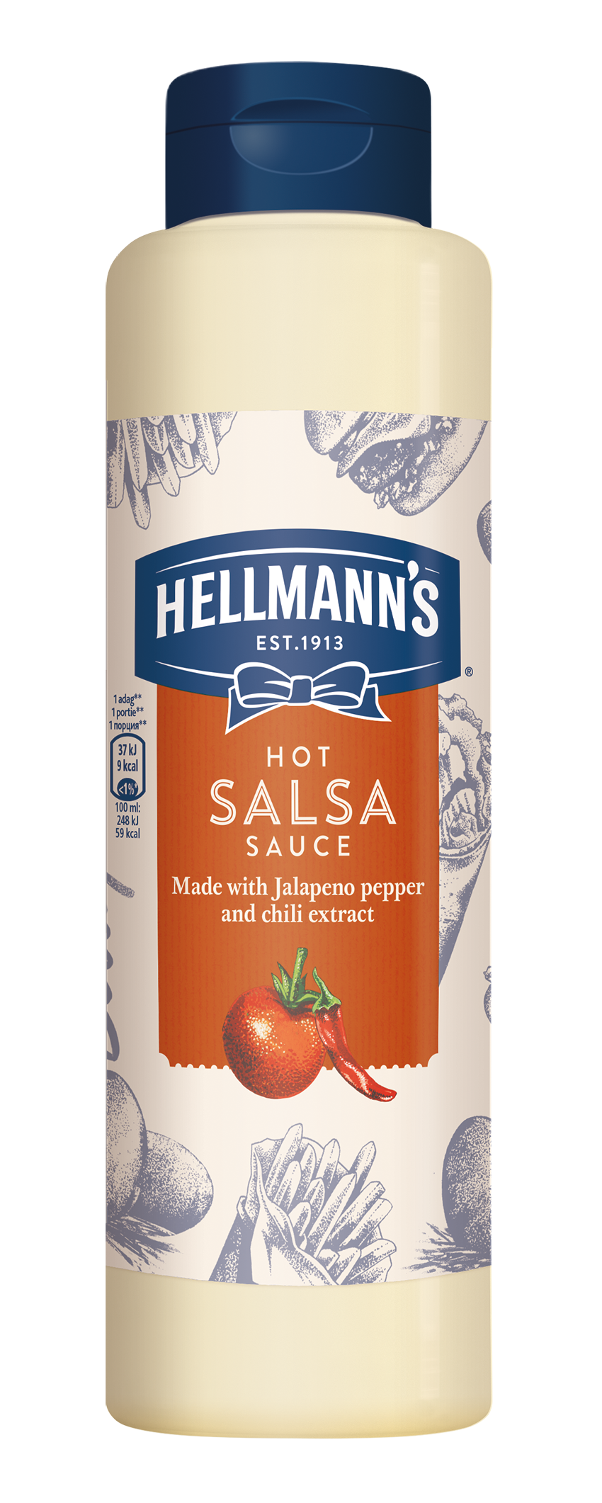 HELLMANN'S Csípős Salsa szósz 850 ml - Minőségi márkájú termék felszolgálása pozitív benyomást kelt a vendégekben.