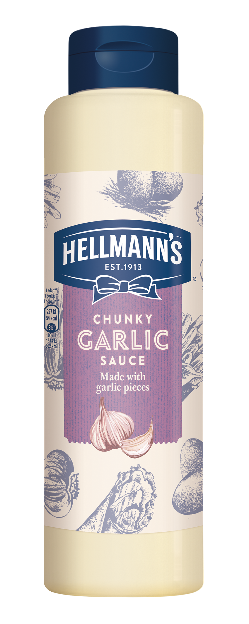 HELLMANN'S Fokhagymás szósz 850ml - Minőségi márkájú termék felszolgálása pozitív benyomást kelt a vendégekben.