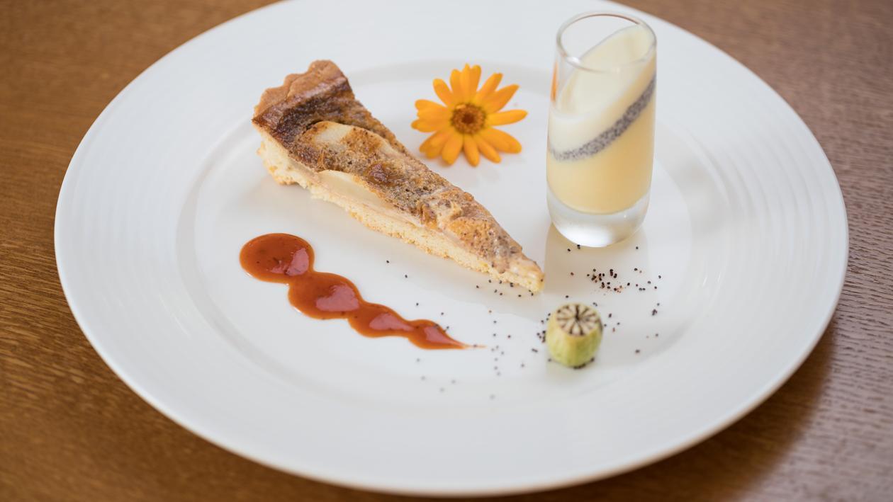 Körtés pite, mákos-narancsos parfait Körtés pite, mákos-narancsos parfait
