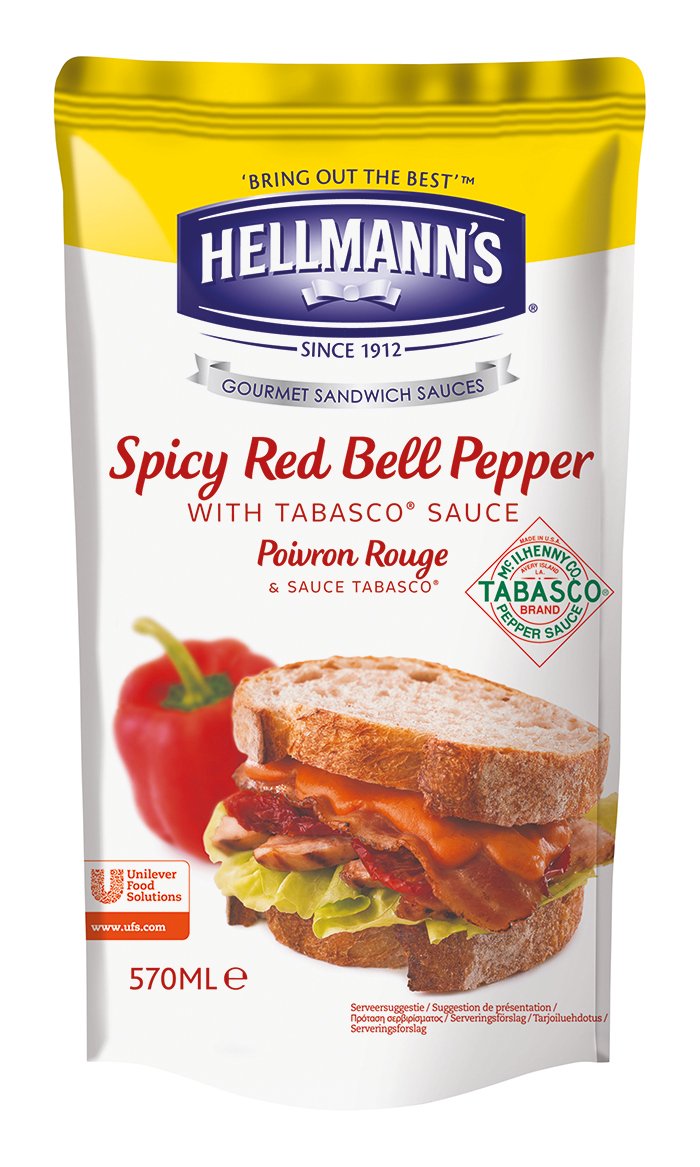 Hellmann’s Gourmet Sandwich Sauce Spicy Red Bell Pepper with Tabasco Sauce - Peperone rosso piccante 570 ml -