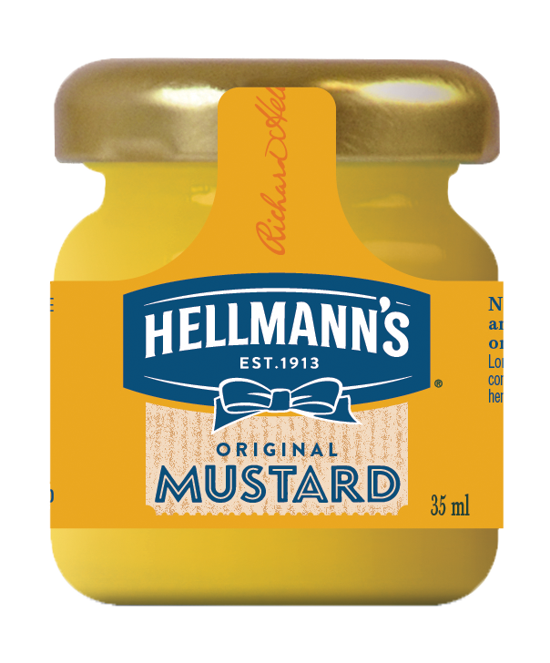 Hellmann’s Original Mustard Monodose in vetro 33 ml - Hellmann’s monodosi in vetro: qualità superiore per rendere speciale l’esperienza dei tuoi clienti