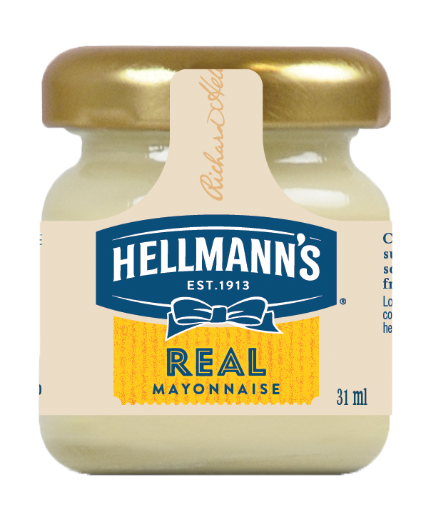 Hellmann’s Real Mayonnaise Monodose in vetro 33 ml - Hellmann’s monodosi in vetro: qualità superiore per rendere speciale l’esperienza dei tuoi clienti