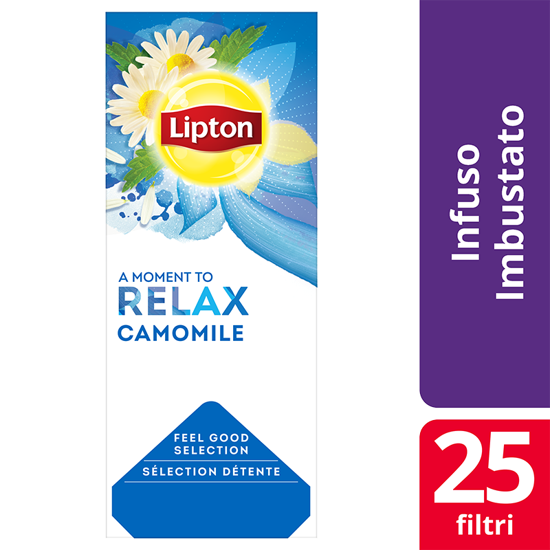 Lipton Camomile Infusion 25 Filtri - Lipton Feel Good Selection offre un’ampia varietà di tè e infusi che aiutano i tuoi clienti a vivere al meglio ogni momento.