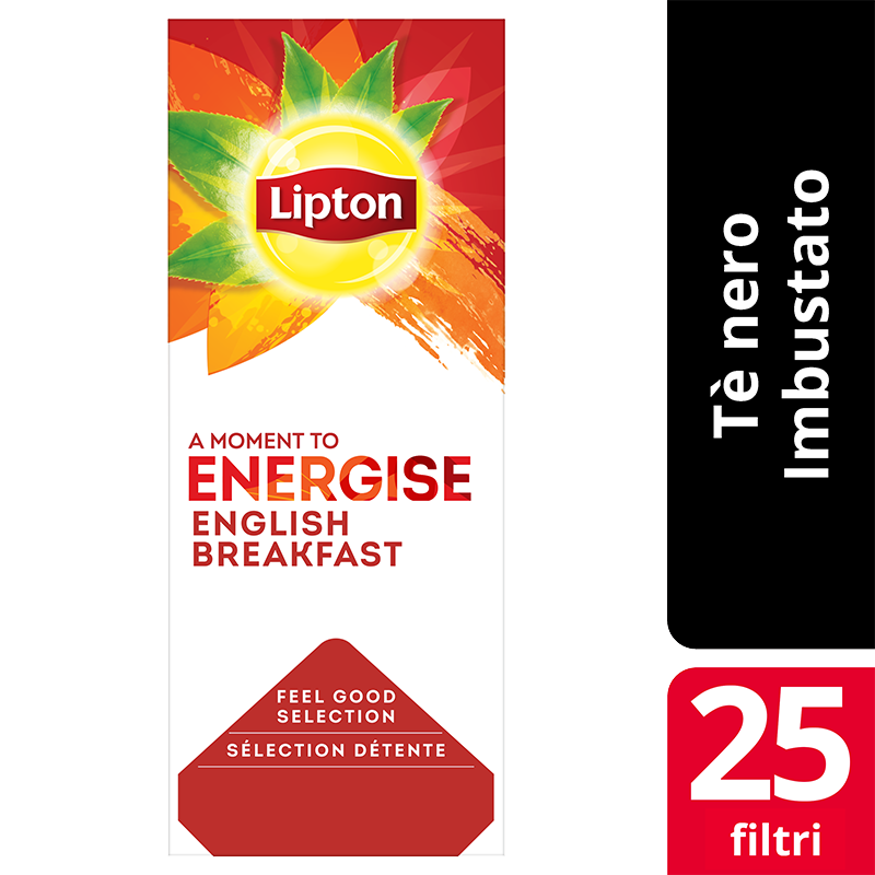Lipton English Breakfast Black Tea 25 Filtri - Lipton Feel Good Selection offre un’ampia varietà di tè e infusi che aiutano i tuoi clienti a vivere al meglio ogni momento.