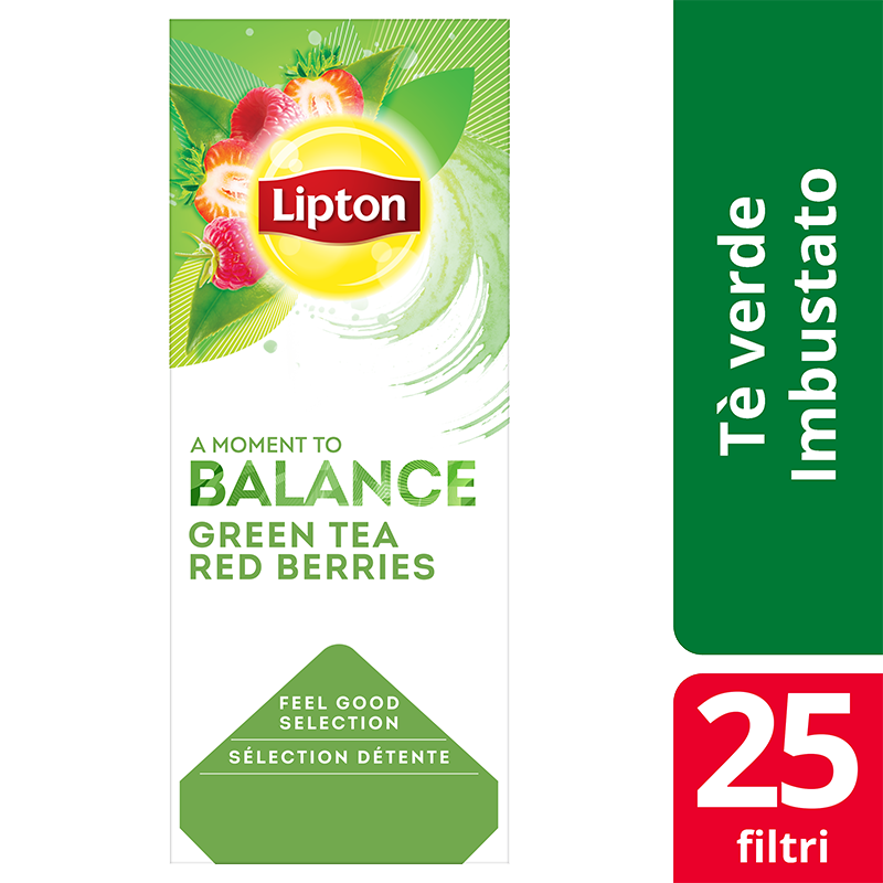 Lipton Green Tea Red Berries 25 filter - Lipton Feel Good Selection offre un’ampia varietà di tè e infusi che aiutano i tuoi clienti a vivere al meglio ogni momento.